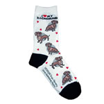 I Love My Dachshund Heart Socks Red